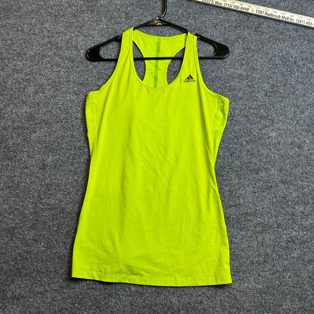Adidas Tank Top Womens Size M Neon Lime Green Climacool Racerback Athletic Mesh